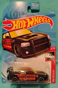 2020 HOT WHEELS HW RESCUE 5/10 DODGE CHARGER DRIFT, FIRE DEPT - NEW ON CARD - Picture 1 of 3