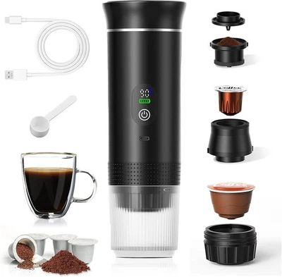 Macchina per Caffè Espresso Portatile Elettrica Wireless Polvere e Cialde 3 in 1 - Immagine 1 di 4