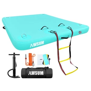 Plataforma flotante inflable AWSUM 8 pies x 6 pies verde menta muelle aéreo - Imagen 1 de 8