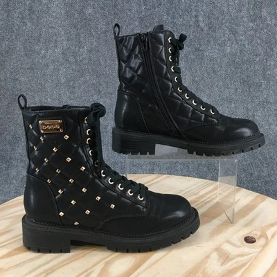 Botas Bebe para mujer 7,5 Dorienne Combat negras acolchadas con tachuelas cremallera lateral ZG20028 Foto 1 de 4