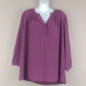 Stitch Fix TK Mercanicos Split Neck Top XXL Dark Pink Plum Career - Picture 1 of 9
