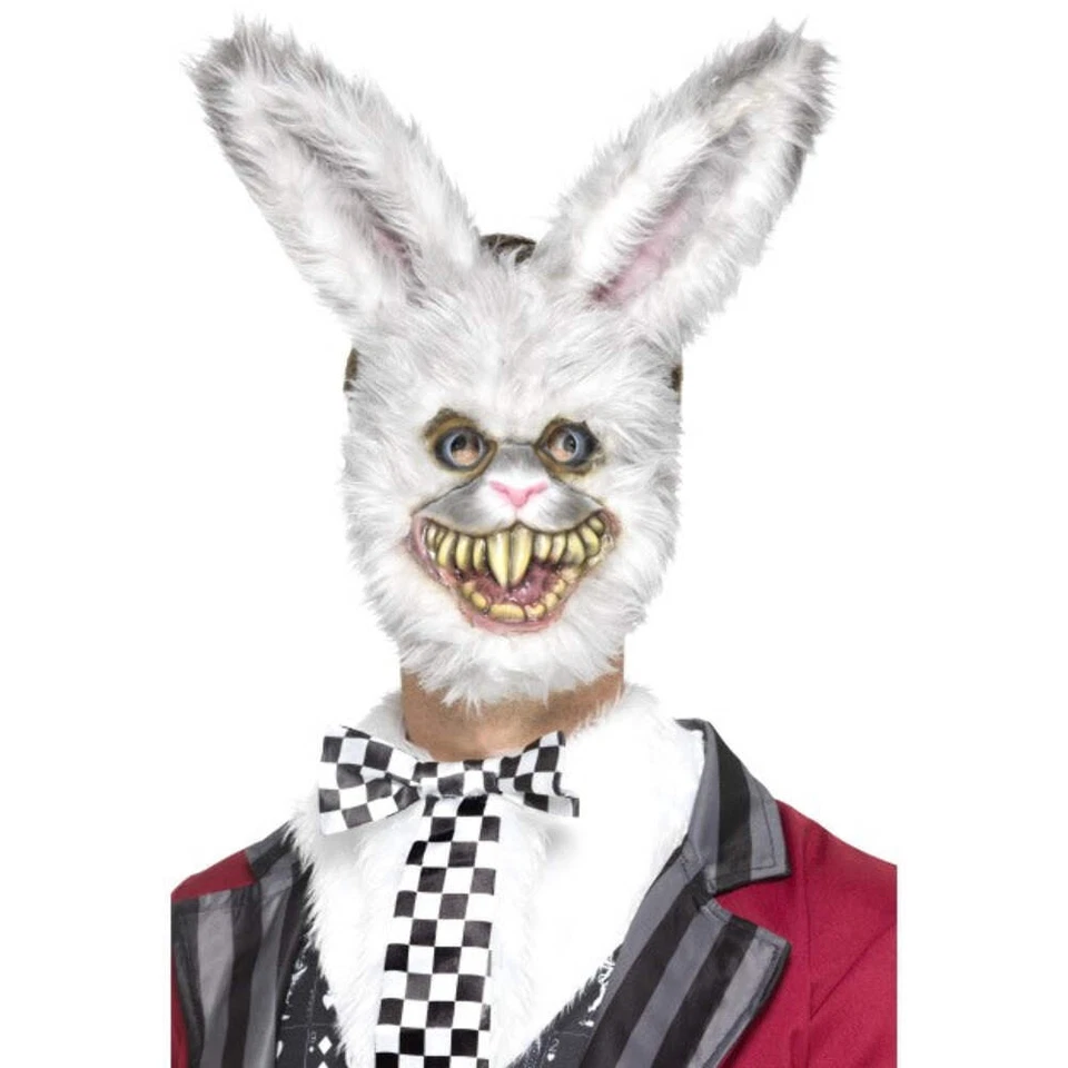 Zombie White Rabbit Mask Adults Animal Halloween Fancy Dress - Bild 1 von 1