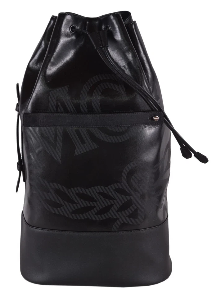 MCM 120 Tivitat Large Black Coated Canvas Drawstring Backpack Sling