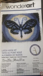 New Wonderart Blue Butterfly Moon Latch Hook Kit Rug Wall Hanging W Tool - Picture 1 of 6