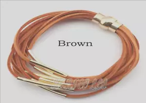 BRACCIALE IN PELLE SCAMOSCIATA MULTISTRATO - MARRONE: 7 pollici - Foto 1 di 6