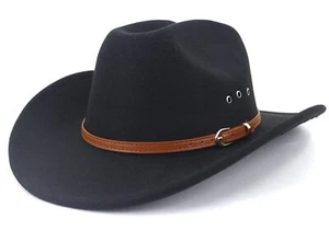 Cowboy Hat for Women and Men Felt Wide Brim Classic Outdoor Fedora Hats Weste... - Picture 1 of 6