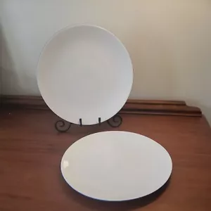 Crate&Barrel weiß Speiseteller mit blauem Rand 2er Set Monno Bangladesch - Bild 1 von 6