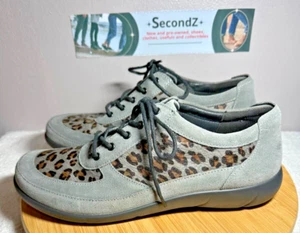Hotter Raven Leopard Cheetah Print Women's Grey Suede Low Lace Up Shoes Size 11 - Picture 1 of 9