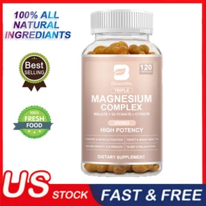 Triple Magnesium Complex 300mg Malate Citrate for Muscles Sleep Calm Energy - Picture 1 of 9
