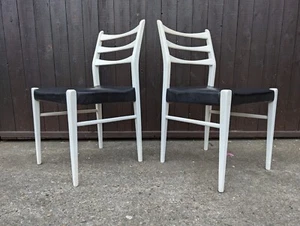 Designer Esszimmer Stuhl 60s Vintage Danish weiß vinyl 60er 1/2 - Picture 1 of 11