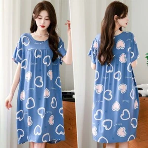Women Short Sleeve Nightgown Sleep Shirt Pajama Dress Home Shirt Nightshirt - Picture 1 of 29