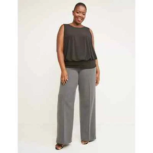 NEW LANE BRYANT PLUS SIZE (BLACK) ALLIE TAILORED STRETCH WIDE LEG PANTS SZ 22/S - Picture 1 of 9