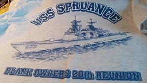 New Vintage USS Spruance Short Sleeve T-Shirt Size Plank Owners 20th Anniversary - Picture 1 of 5