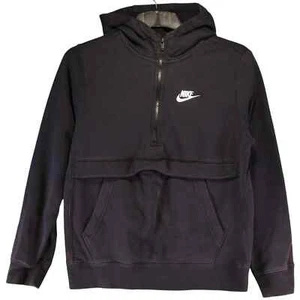 Nike Boys Hoodie Size 147-158cm Black Long Sleeve Henley Standard Fit Fit Cotton - Picture 1 of 8