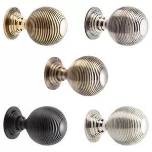 Solid Brass Beehive Centre Door Knob Pull Front Back Reeded Vintage Discount - Picture 1 of 10
