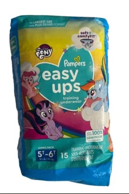 Pantalones de entrenamiento para ir al baño 2 Pampers Easy Ups para niñas y niños, talla: 5T-6T, 15 unidades Foto 1 de 2