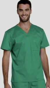 Dickies Scrubs Top Unisex Industrial Strength V Neck GD620 SGR Surgical Green - Picture 1 of 4