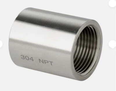 1-1/2" NPT Female Threaded Full Coupling 304 Stainless Steel Coupler 150 Fitting - Image 1 of 4