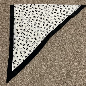 Vintage Neck Purse Hair Scarf Floral Black White 20" - Picture 1 of 6