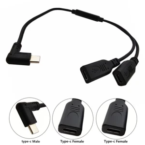 Type C USB 3.1 Angled Male to 2 Female Extension Data Charger Y Splitter USA - Picture 1 of 7