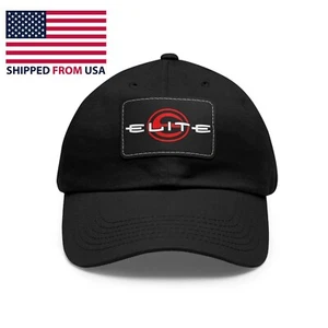 Elite Archery Black Dad Hat with Leather Patch - Picture 1 of 2
