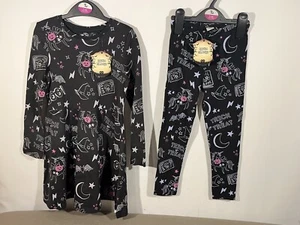 Ders con stampa dolcetto o scherzetto Halloween bambina con leggings abbigliamento occasione età 5 anni - Foto 1 di 7