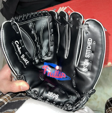 PHILADELPHIA PHILLIES KIDS SIZE SGA BASEBALL GLOVE NYLON STITCH MELLON PSFS BANK Cover