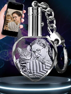Photo Key rings Personalised With Your Picture+Text-Laser Engraved - Gift Boxed - Picture 1 of 12