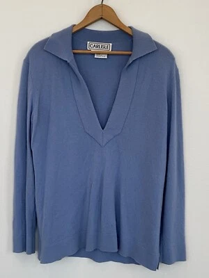 Antigo CARLISLE | Cashmere | Suéter Pulôver Feminino | Tamanho G | Azul Country/Denim - Imagem 1 de 4