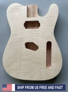 Unfinished Guitar Body Mahogany Flame Maple Veneer DIY Guitar Replacement TL - Picture 1 of 9