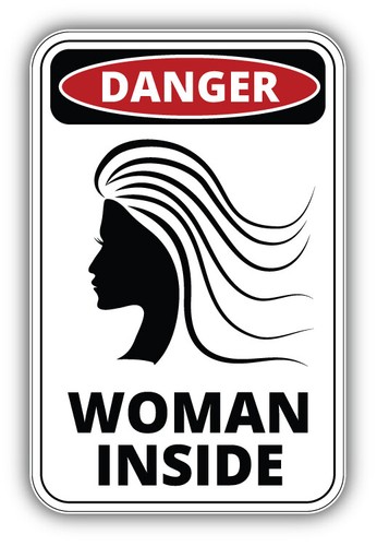 Woman Inside Danger Sign Car Bumper Sticker Decal | eBay
