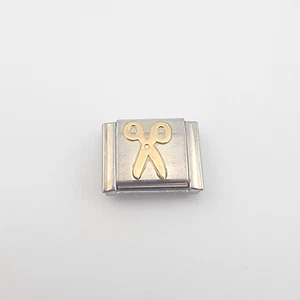 Vintage Y2K Italian Charm Bracelet Gold Tone Scissors Charm. - Picture 1 of 3