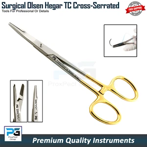 Olsen Hegar TC Pinzette mit Schnitten, Porta Aghi, Halter, ca., chirurgische Pinzette - Bild 1 von 8