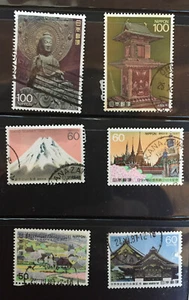 Lot of 6 Japanese stamps, Nippon, Scenic, Cultural images - Picture 1 of 1
