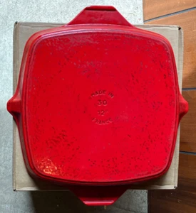 Plancha cuadrada Le Creuset roja #30 ~ Hecha en Francia ~ Estado de angustia - Imagen 1 de 8