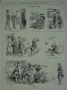 Post WW1 THE NEW POOR USING PUBLIC TRANSPORT Original Print 1920 Cartoon - Picture 1 of 2
