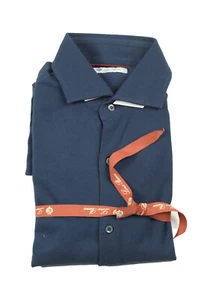 Loro Piana Solid Blue Cotton Size Small / 38 IT / 15 U.S. New With Tags - Picture 1 of 3