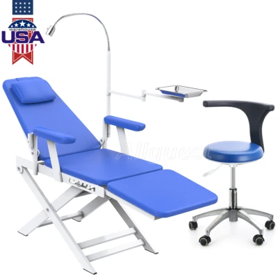 Portable Dental Folding Chair with LED Light Lamp/Mobile Doctor Dentist Stool - Image 1 of 3