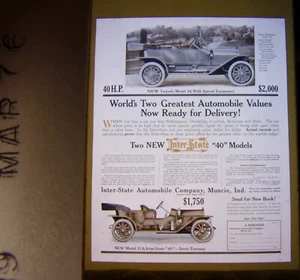 1910 InterState 40 Vintage 35MM Slide Advertising Ad Automobilia Promo - Picture 1 of 4