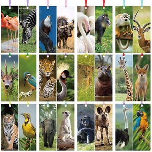 120 Pcs Kids Bookmarks Bulk Safari Bookmarks Cute Cool Bookmarks with Ribbons... - Picture 1 of 7