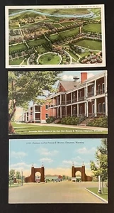 CHEYENNE Wyoming Fort Francis E Warren Postcard Lot Barracks Aerial Entrance - Picture 1 of 2