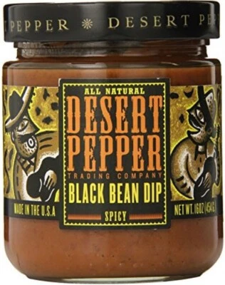 Salsa de frijoles negros de pimienta del desierto - picante caliente - 16 oz Foto 1 de 4