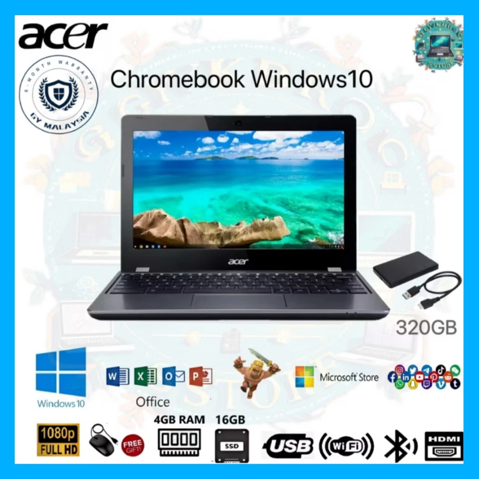 (Refurbished) Acer Chromebook C740 – 11.6" HD, Intel Processor, 4GB RAM, 16GB SS - Image 1 of 4