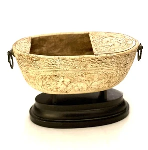 RARE MUGHAL STYLE /QUALITY PERSIAN SUFIS HAND CARVED CAMEL BEGGING KASHKUL BOWL - Picture 1 of 24