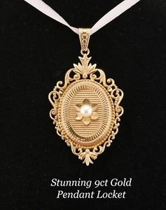 Beautiful 9ct Gold Pearl Set Pendant Locket Fully Hallmarked 1975 - Picture 1 of 5