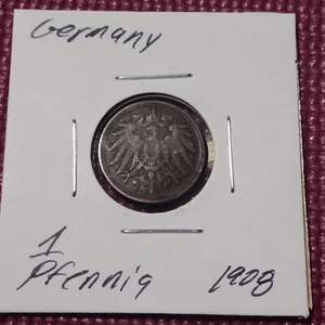 German Empire 1 Pfennig 1908 slightly bent - Picture 1 of 4