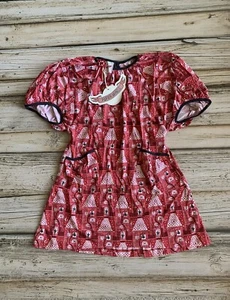 NWT Paper Wings Rapunzel Red 3/4 Smocked Sleeve Dress Size 8 Cream Little Skye - Picture 1 of 7