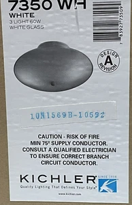 Kichler 7350wh ceiling light 3 bulbs 15 in round glass, multi room indoors - Picture 1 of 6