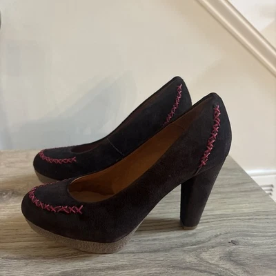 Zapatos de salón Anthropologie 36 HOLDING HORSES MOCASÍN gamuza cosido tacones talla 6 Foto 1 de 4