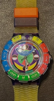 Vintage Swatch Watch 1994 SCUBA for Men BLUE Whale Ocean  New Battery Runs Mint - Image 1 of 4